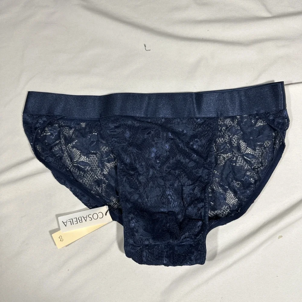 NWT Cosabella [ MENS Large ] Never Say‎ Never Sports Brief Lace Navy Blue U1943